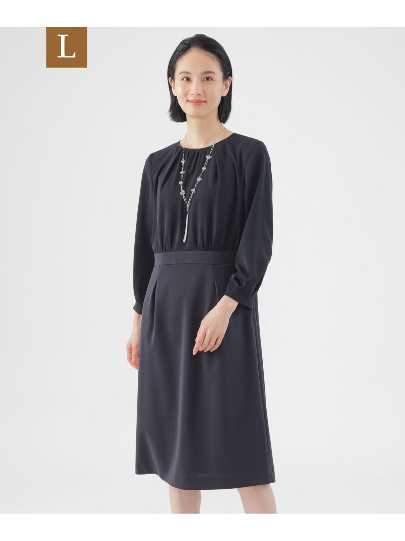 【SALE／52%OFF】【L】【美シリーズ】【ウォッシャブル】【セットアップ対応】トリアセトリココンビワンピース TRANS WORK サンヨー エルサイズ ワンピース・ドレス ワンピース ベージュ ネイビー【RBA_E】【送料無料】[ Fashion]｜SANYO SELECT