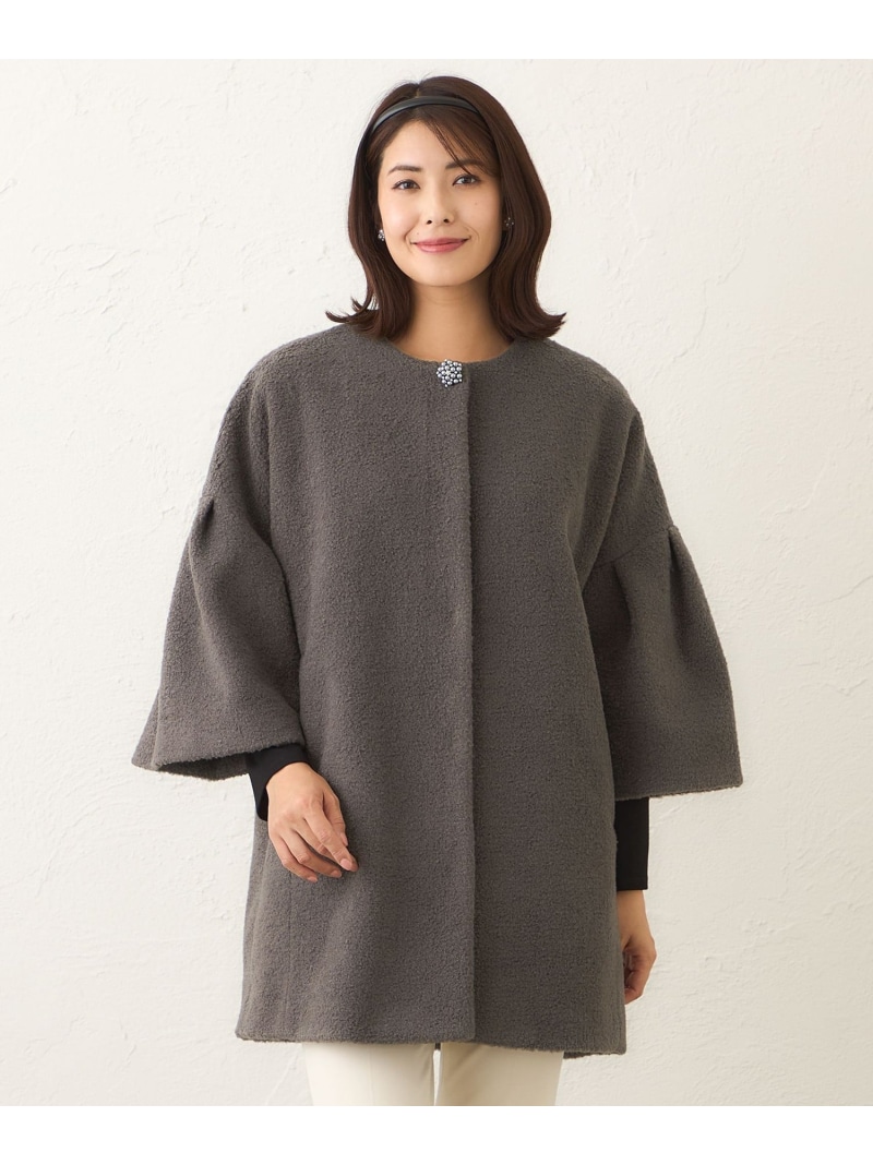 【SALE／55%OFF】ベルスリーブカーリーコート TO BE CHIC トゥー ビー シック ジャケット・アウター その他のジャケット・アウター グレー ベージュ【RBA_E】【送料無料】[ Fashion]
