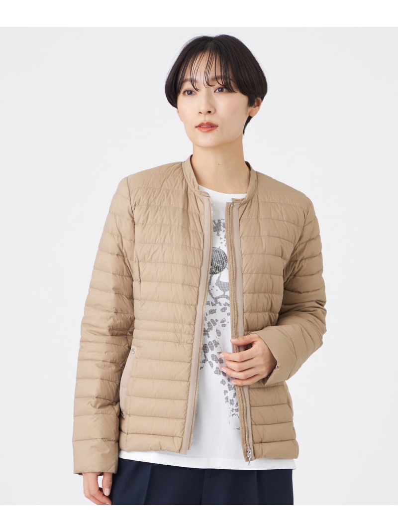 【ウォッシャブル】ノーカラーライトダウン EVEX by KRIZIA エヴェックス バイ クリツィア ジャケット・アウター その他のジャケット・アウター ベージュ ブラック【送料無料】[ Fashion]
