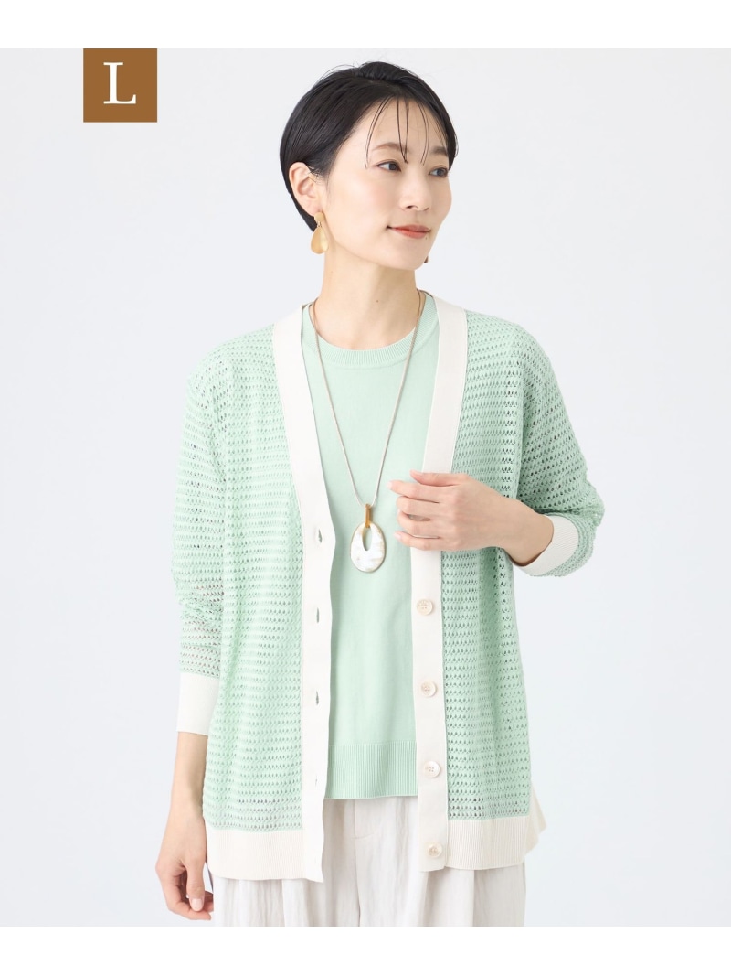【L】【カタログ掲載】クロッシングメッシュニットカーディガン EVEX by KRIZIA サンヨー エルサイズ トップス その他のトップス ブラック【送料無料】[ Fashion]
