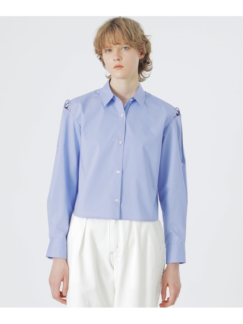 【SALE／30%OFF】ショルダーカットアウトシャツ LOVELESS ラブレス トップス シャツ・ブラウス ホワイト ブルー【RBA_E】【送料無料】[ Fashion]
