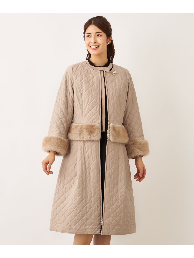 【SALE／55%OFF】ファーコンビキルティング 2WAYコート TO BE CHIC トゥー ビー シック ジャケット・アウター その他のジャケット・アウター ベージュ ブラック【RBA_E】【送料無料】[ Fashion]