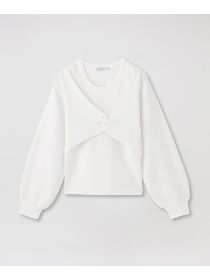 【SALE／20%OFF】ニットレイヤードトップス LOVELESS ラブレス トップス ニット ホワイト ブラック パープル【RBA_E】【送料無料】[ Fashion]