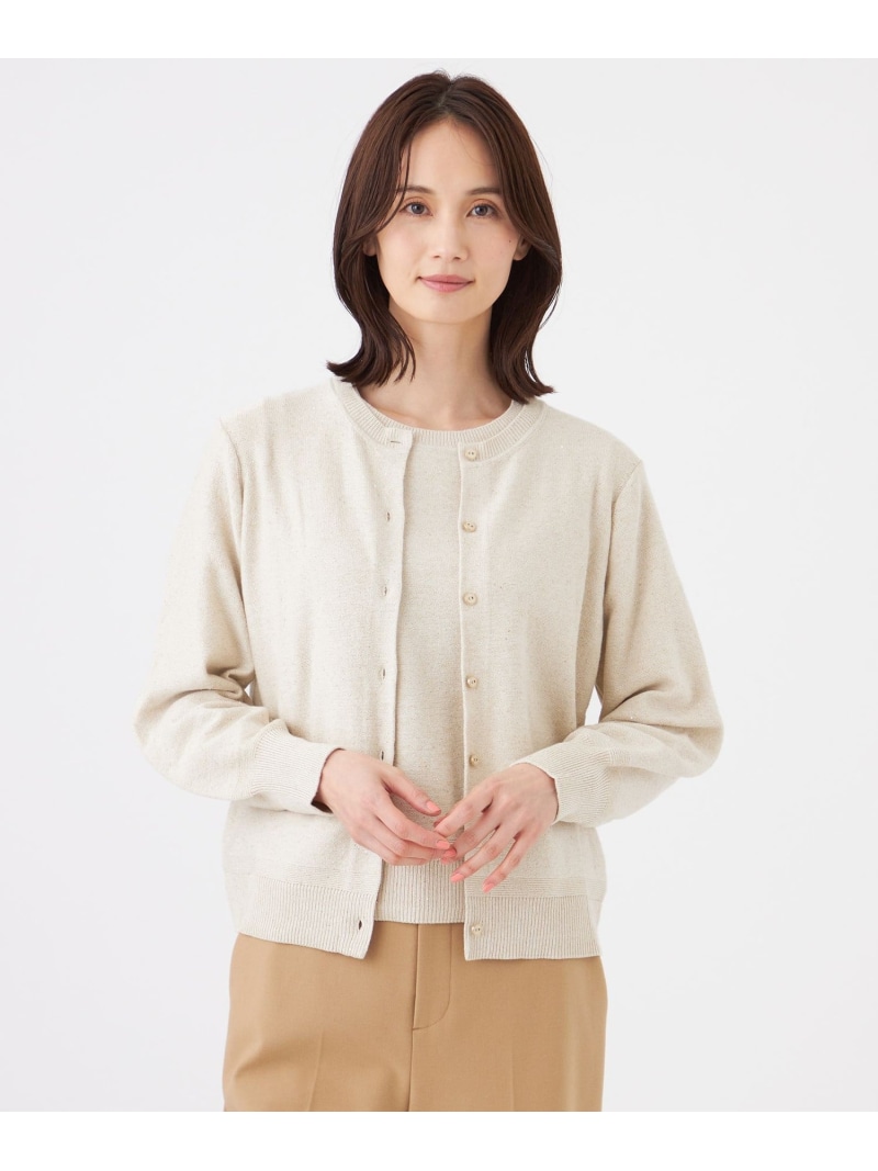 【ウォッシャブル】SPANGLE KNITカーディガン TRANS WORK トランスワーク トップス ニット ピンク ホワイト ネイビー【送料無料】[ Fashion]