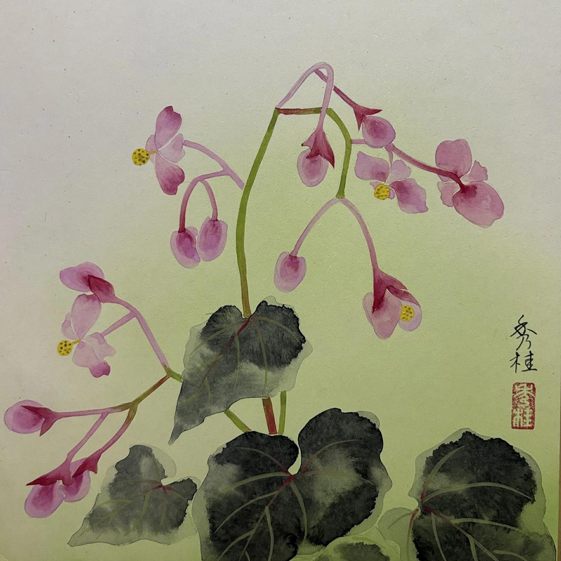 楽天市場】色紙絵 手描き 2枚組 No7絵画 色紙 日本画梅 百合 ゆり 花