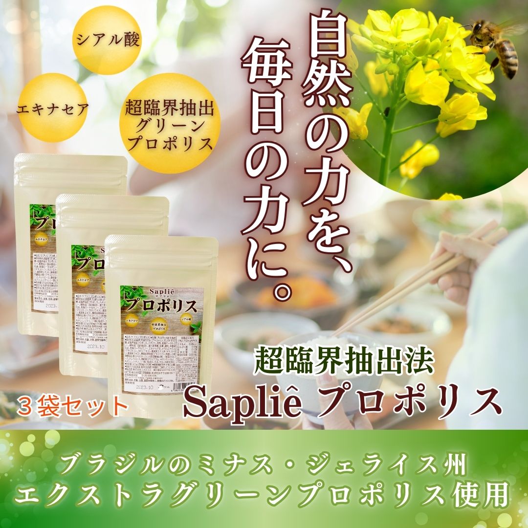 「サプリエ プロポリス 210粒」 超臨界 ブラジル産 グリーンプロポリス サプリ シアル酸 エキナセア かりん ローヤルゼリー 内側ケア 家族 サプリ 安心 子ども飲める 子供サプリ 季節の変わり目 環境変化 エイジングケアサプリ 健康画像