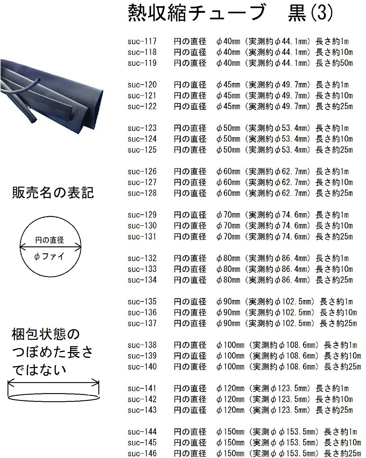 2310円 秀逸 収縮前の円の直径φ35mm 実測約φ39.0mm 熱収縮チューブ 透明 長さ約10m suc-303