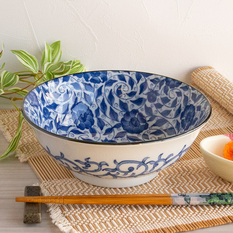 大皿　陶器　梅の花　和食器　飾り皿 染付 大深鉢 花柄 盛り皿 飾り皿 大皿 大鉢 フローラル 中国雑貨