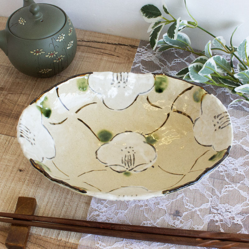 楽天市場】【アウトレット】格子花 楕円鉢 四つ脚付 Φ21.3cm×15.4cm H5