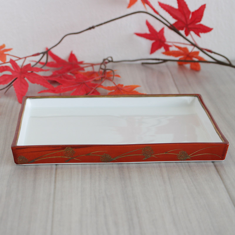 【アウトレット】赤絵 長角 焼物皿 金彩【約W20.8×D16.1×H2.1cm】 / 和食器 食器 屋形 焼物皿 金彩画像