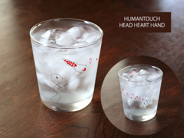 【アウトレット】台形グラス ヒューマンタッチ HEAD HEART HAND（違う絵柄も含みます） / ガラス HUMANTOUCH タンブラー ジュースグラス画像