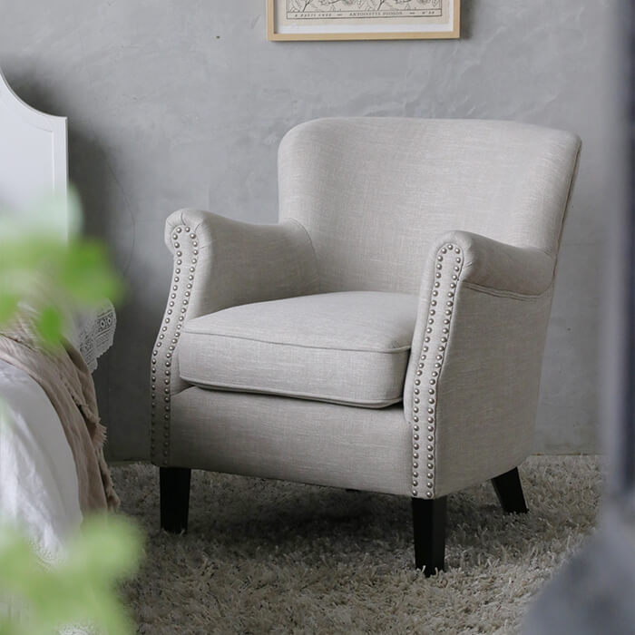 楽天市場】アームチェア ナチュラル ライトグレー ベルベット SGD Mona