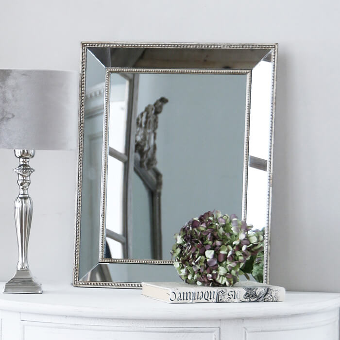 Sarah Grace サラグレース　薄水色 木製 フレーム 壁掛け鏡 SGDフォトフレームMIRRORストーンホワイト