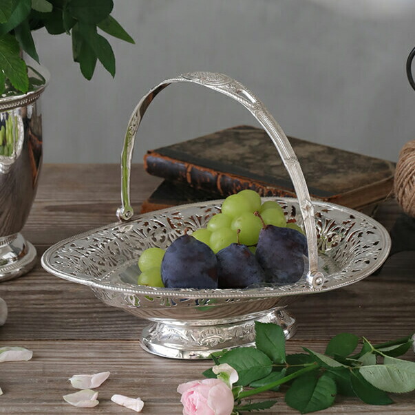 楽天市場】シルバー トレー ハンドル付き Royal Family // 長方形 持ち