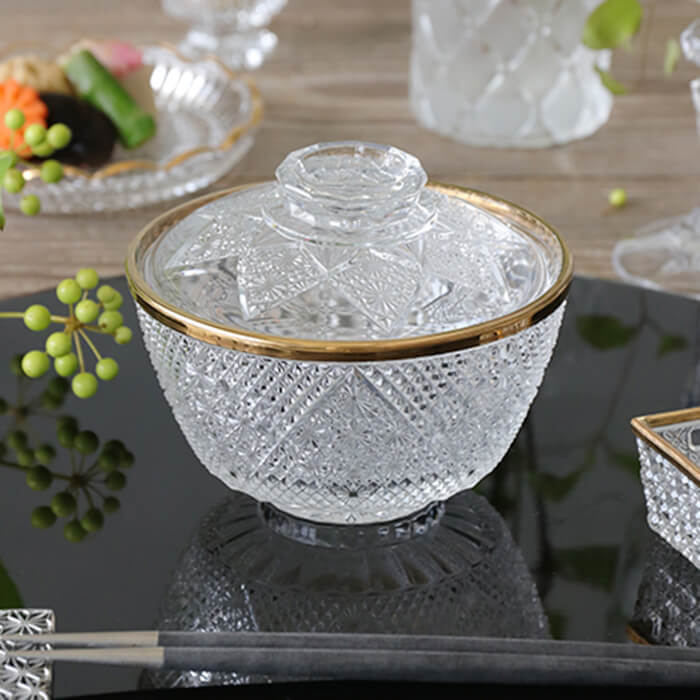 楽天市場】ガラス 蓋付き 椀透明 // ガラス お碗 蓋付 冷製スープ 和