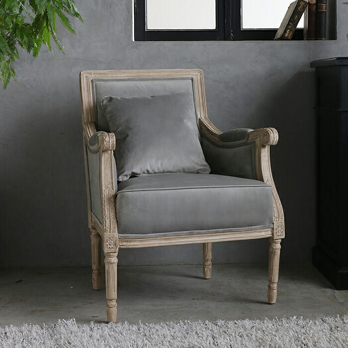 楽天市場】アームチェア ナチュラル ライトグレー ベルベット SGD Mona