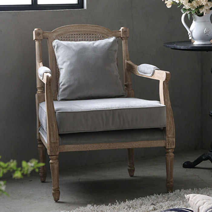 楽天市場】アームチェア ナチュラル ライトグレー ベルベット SGD Mona