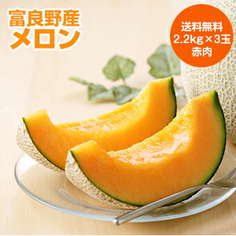 【予約】【送料無料】【北海道富良野産】[赤肉メロン]2.2kg&times;3玉（赤肉）｜十勝亭