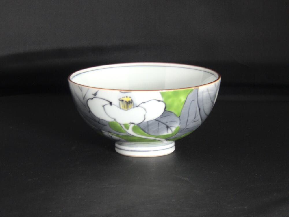 CR-24-032 有田 波佐見焼 染錦山茶花緑茶付(大)