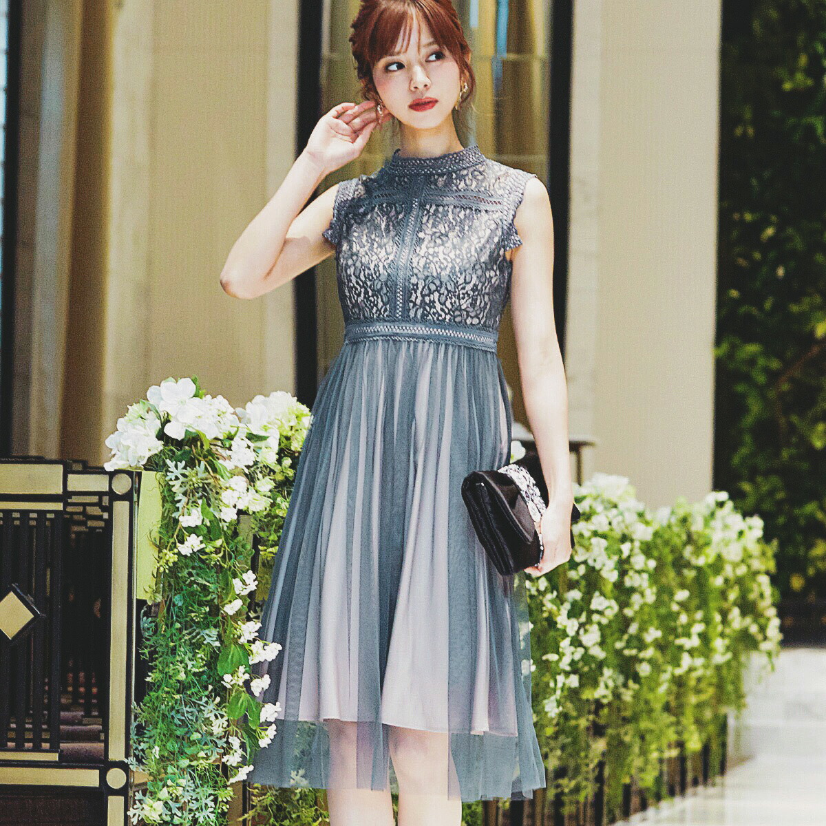 楽天市場 パーティードレス ドレス ワンピース 結婚式 他と被らない レース チュール ハイウエスト レイヤード レースアップ 編み上げ 成人式 同窓会 ドレス 謝恩会 卒業パーティー 大学生 披露宴 二次会 Aライン レディース 服装 女性 かわいい おしゃれ トレンド Etoll