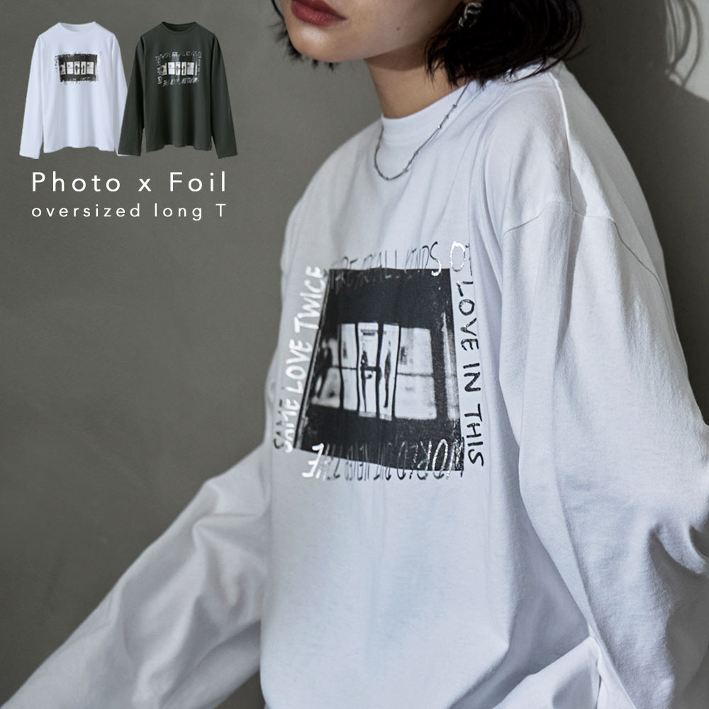 ポケット付きオーバーサイズシルエットロゴプリントTシャツ