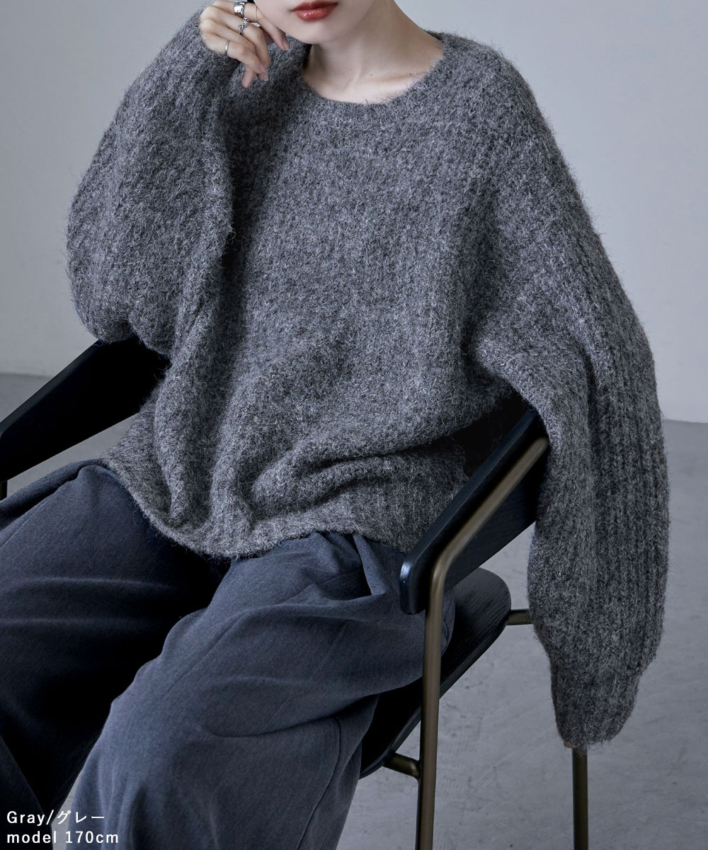 「ビッグリンク」ラウンドネックセーター 2色 Snoopy woven contrast color round neck sweaterknitted ユニ