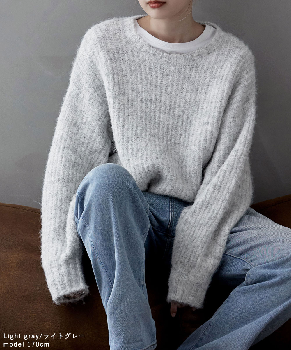 「ビッグリンク」ラウンドネックセーター 2色 Snoopy woven contrast color round neck sweaterknitted ユニ