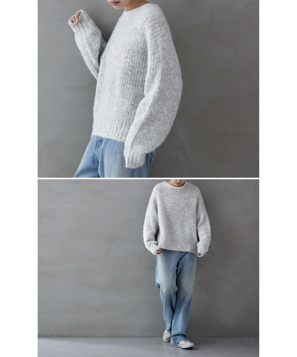 「ビッグリンク」ラウンドネックセーター 2色 Snoopy woven contrast color round neck sweaterknitted ユニ