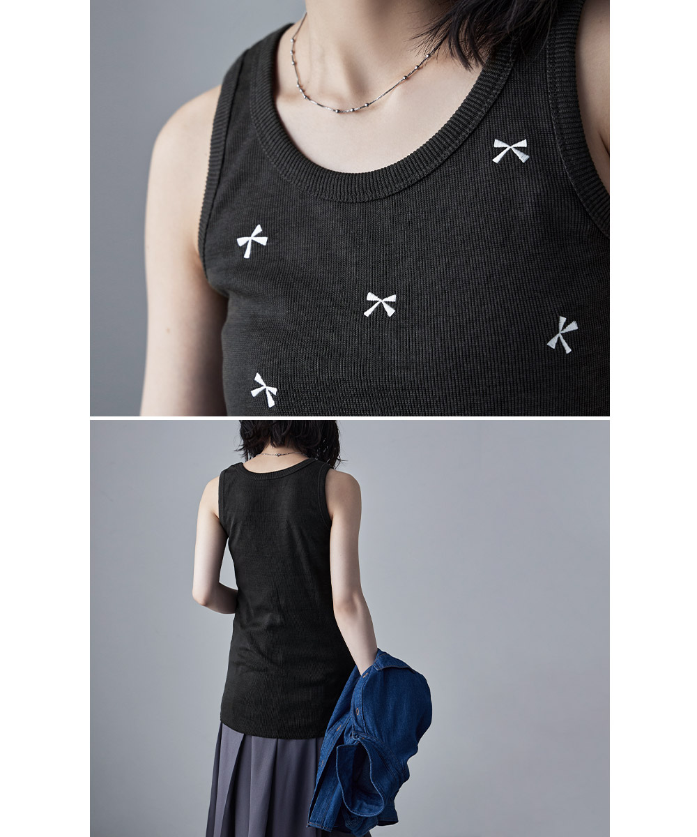 45r Ａライン　ノースリーブ　刺繍　トップス　タンクトップ 楽天市場】[2025春夏新作]コード刺繍タンクトップトップス