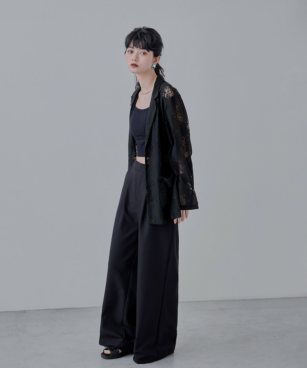 フラワーレーステーラードジャケット アウター トップス