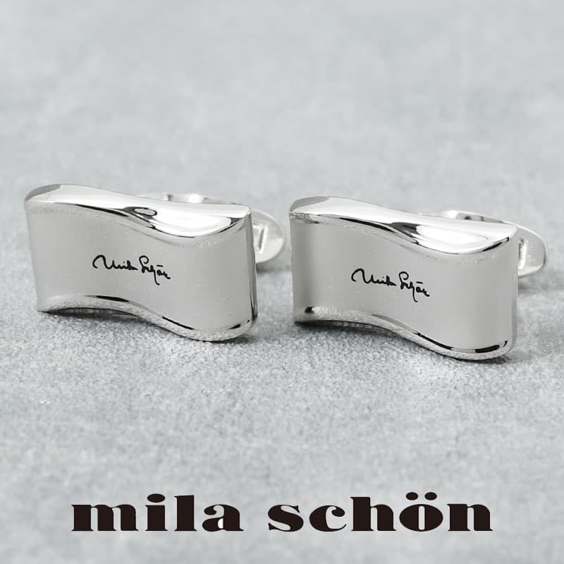 mila schon ミラショーン カフス カフスボタン シルバー メンズ カフリンクス CUFFS CUFFLINKS ブランド スーツ おしゃれ 紳士 [ シンプル ビジネス 仕事 結婚式 クリスマス 誕生日 人気 ギフト 40代 50代 60代 70代 ]