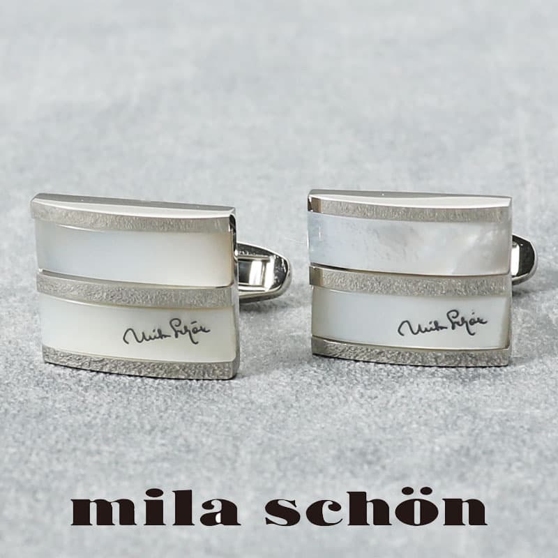 mila schon ミラショーン カフス カフスボタン ホワイト ストーン メンズ カフリンクス CUFFS CUFFLINKS ブランド スーツ おしゃれ 紳士 [ シンプル ビジネス 仕事 結婚式 人気 ギフト 40代 50代 60代 70代 ] 父の日 実用的｜メンズワイシャツ専門店サルトリア