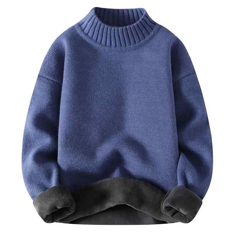 ニット メンズ 男性用 冬 裏起毛 厚手 ティーンエイジャー 向け インナー ハーフ ハイネック リブ トップス プルオーバー ポリエステル 混紡 カジュアル 普段使い 黒 白 緑 カーキ ブラウン ピンク グレー 青