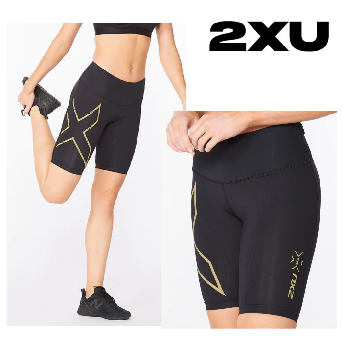【マラソン期間中P5倍】【2XU】MCS ウィメンズ ライトスピード ミッドライズ コンプレッションショート WA6593B BLK/GRF ランニング トレーニング ジョギング マラソン レース スポーツ ハーフタイツ
