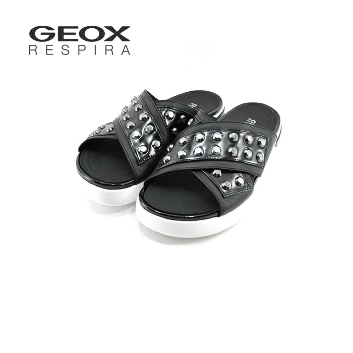 20%OFF SALEジェオックス Geox ジオックス 08554 D OTTAYA レザー 厚底 スタッズ ブラック・黒・クロ (BLACK) D92CMD サンダル レディース シューズ 靴|sasaya店