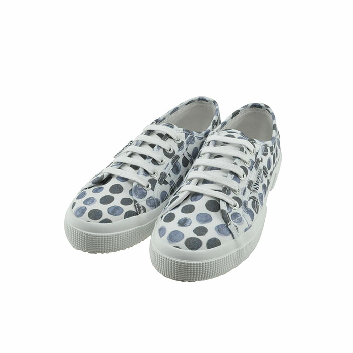 スペルガ SUPERGA 2750 FANTASY COTU 水彩 ドット 水玉 ローカット カジュアル 通学・通勤 2750 PRINT 1A001W00 ホワイト/ネイビードット 白 シロ 73 (WHITE-NAVY DOTS) S001W00 スニーカー レディース シューズ 靴画像