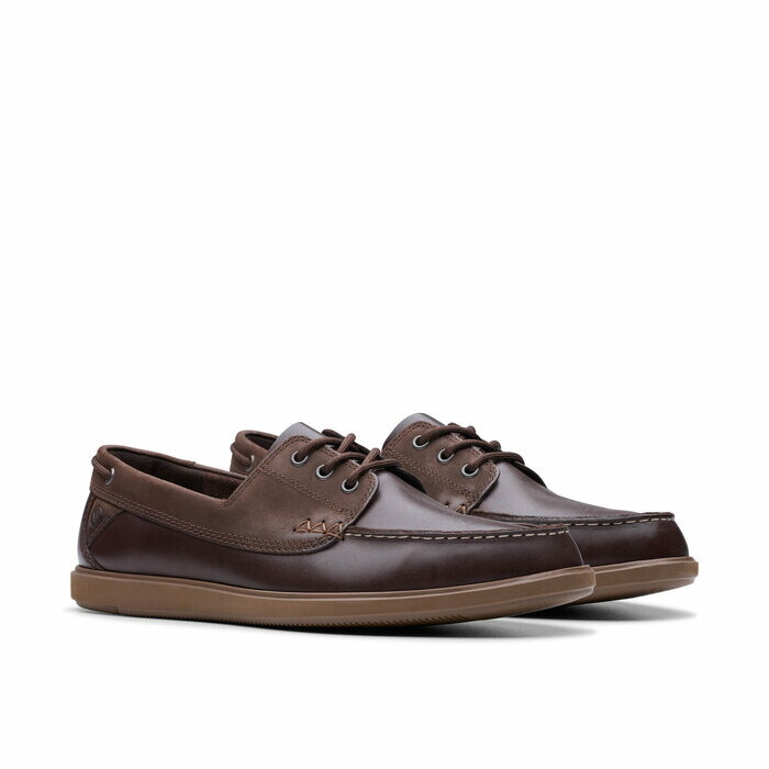 クラークス Clarks Bratton Boat ブラットンボート (Dark Brown Leather) 26181271 デッキシューズ ダークブラウンレザー メンズ シューズ 靴 27|sasaya店