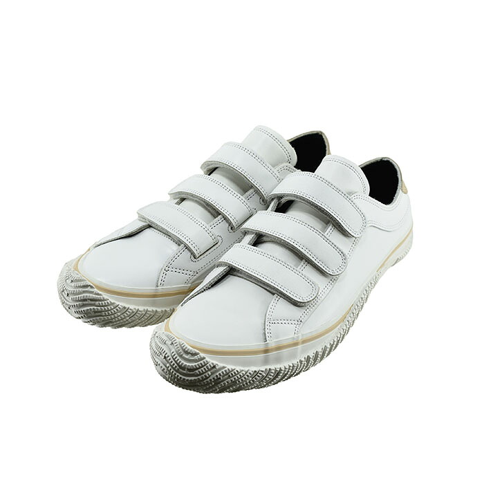 スピングル SPINGLE 牛スムースレザー&times;ベルクロ スニーカー (WHITE/BEIGE) SP211 スニーカー ユニセックス ホワイト/ベージュ メンズ シューズ 靴 47｜sasaya店