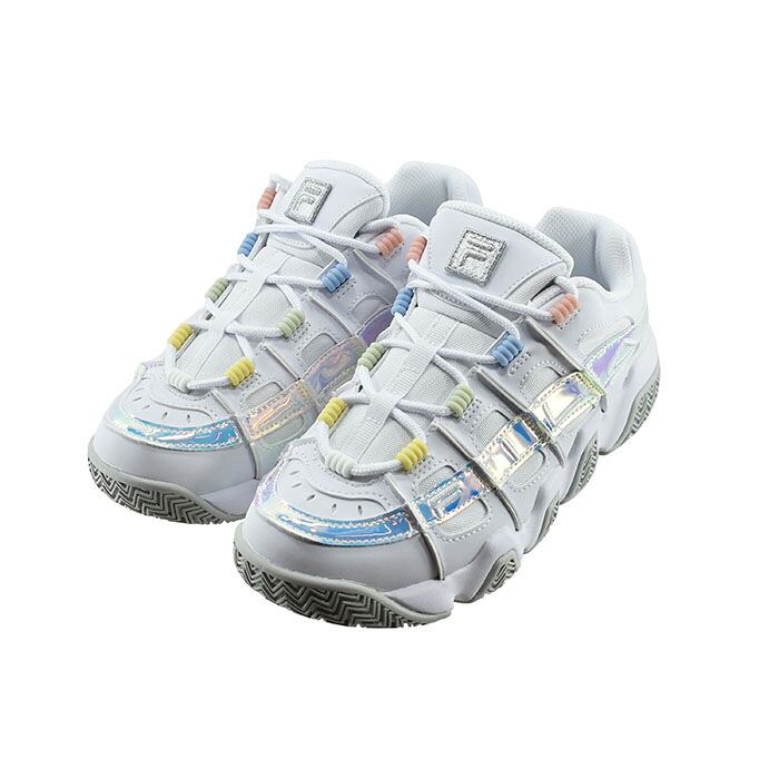 フィラ FILA BARRICADE XT97 HOLOGRAM バリケードエックスティーナインティーセブンホログラム (WHITE/HOLOGRAM SILVER(～24.5cm)) WFW25058 スニーカー ユニセックス ホワイト/ホログラムシルバー レディース シューズ 靴 97｜sasaya店