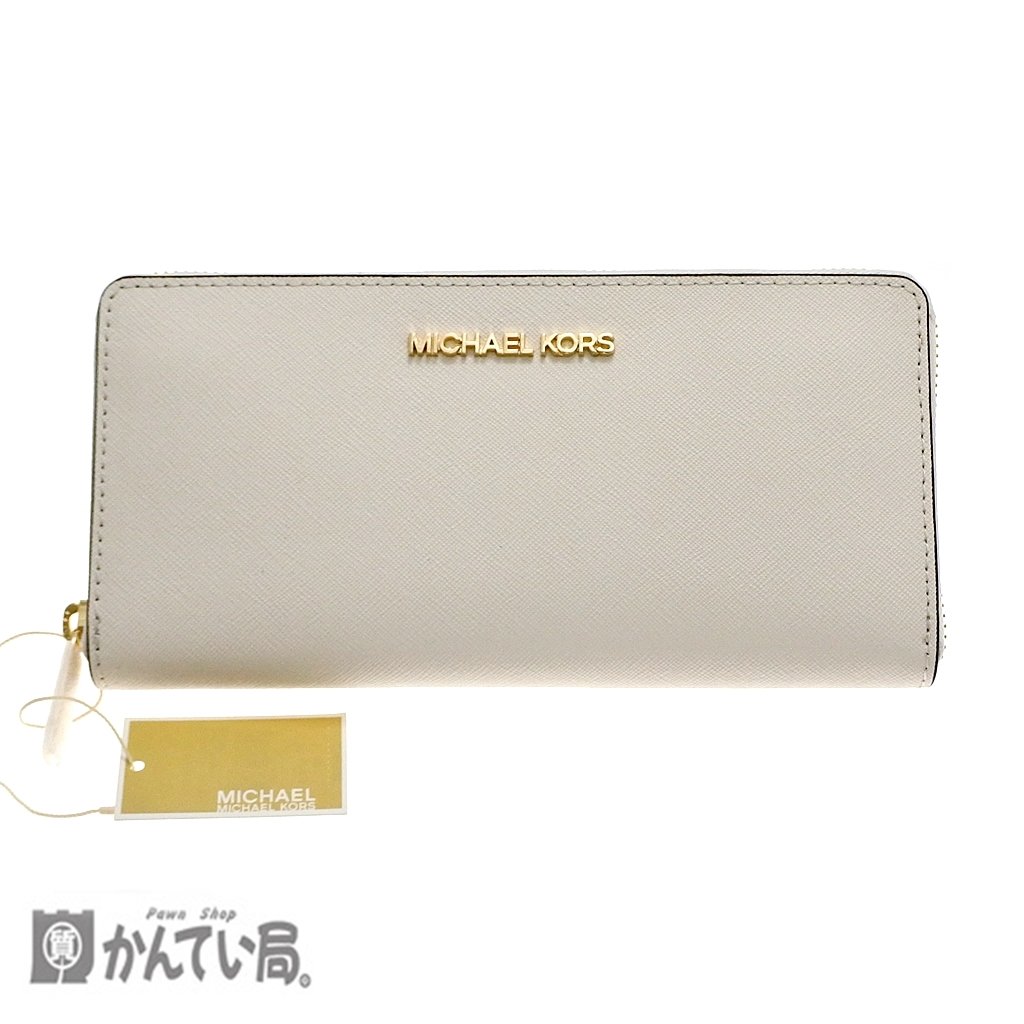 未使用品 MICHAEL KORS マイケルコース ラウンドファスナー 長財布 ホワイト 白 35H3GTVZ3L シンプル レディース オシャレ 可愛い 【中古】｜かんてい局太宰府店 8,850円
