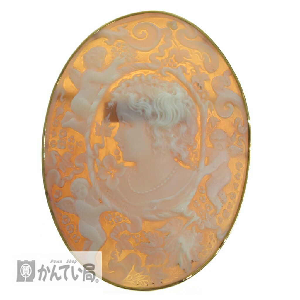 カメオ　Pt900　プラチナ台　ダイヤ入り　ブローチペンダントヘッド2way imgrc0093991087.jpg