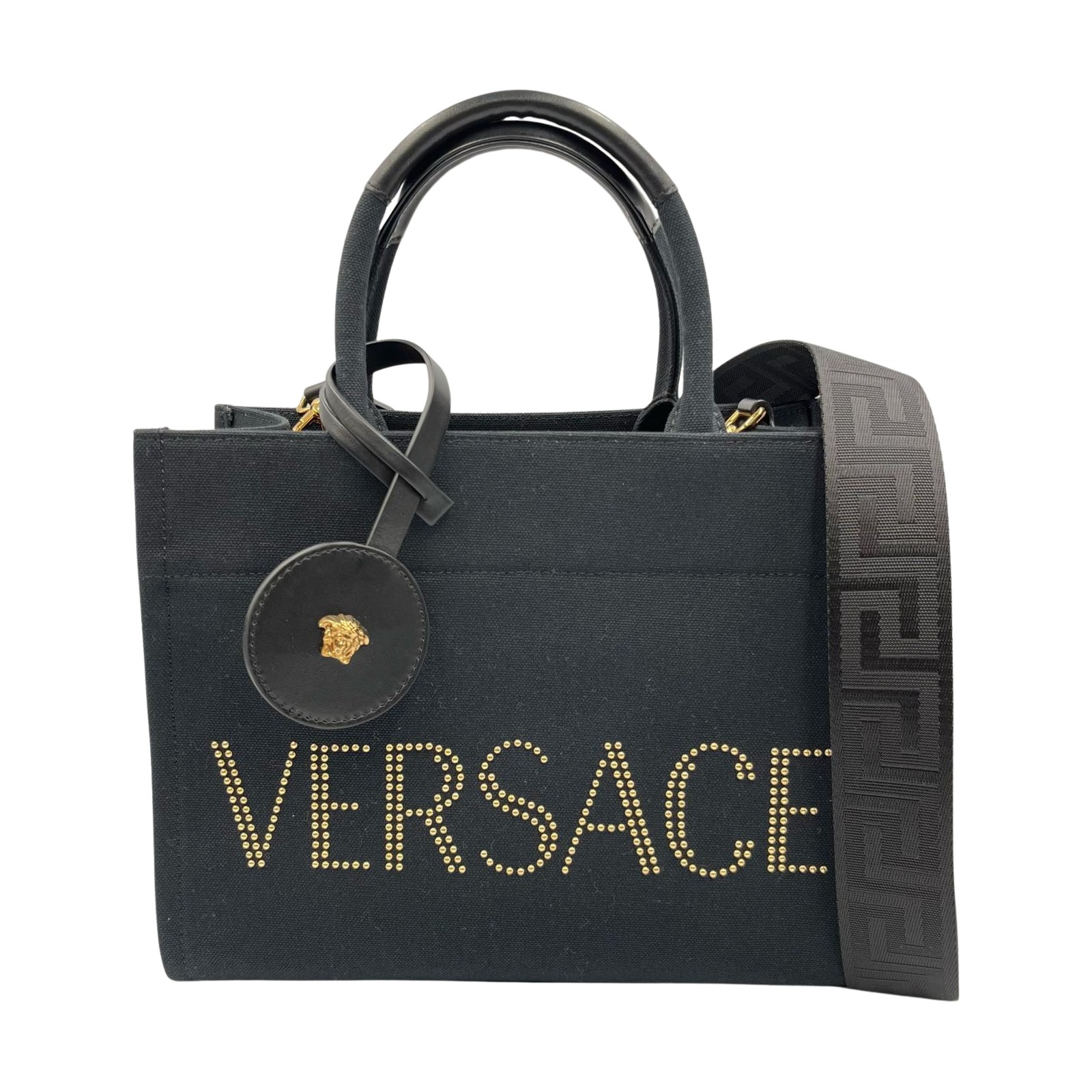 VERSACE ★ ロゴ レザー ハンドバッグ / ブラック it8c9tw39fd4-1_rbg.jpg