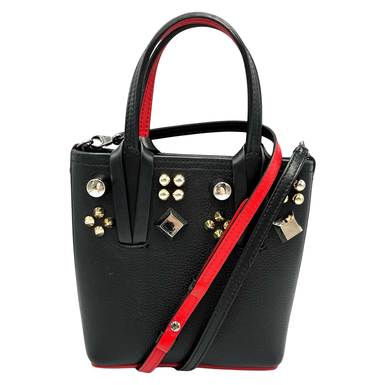 クリスチャンルブタン Christian Louboutin ハンドバッグ CABATA 2wayショルダー レザー ブラック×レッド レディース