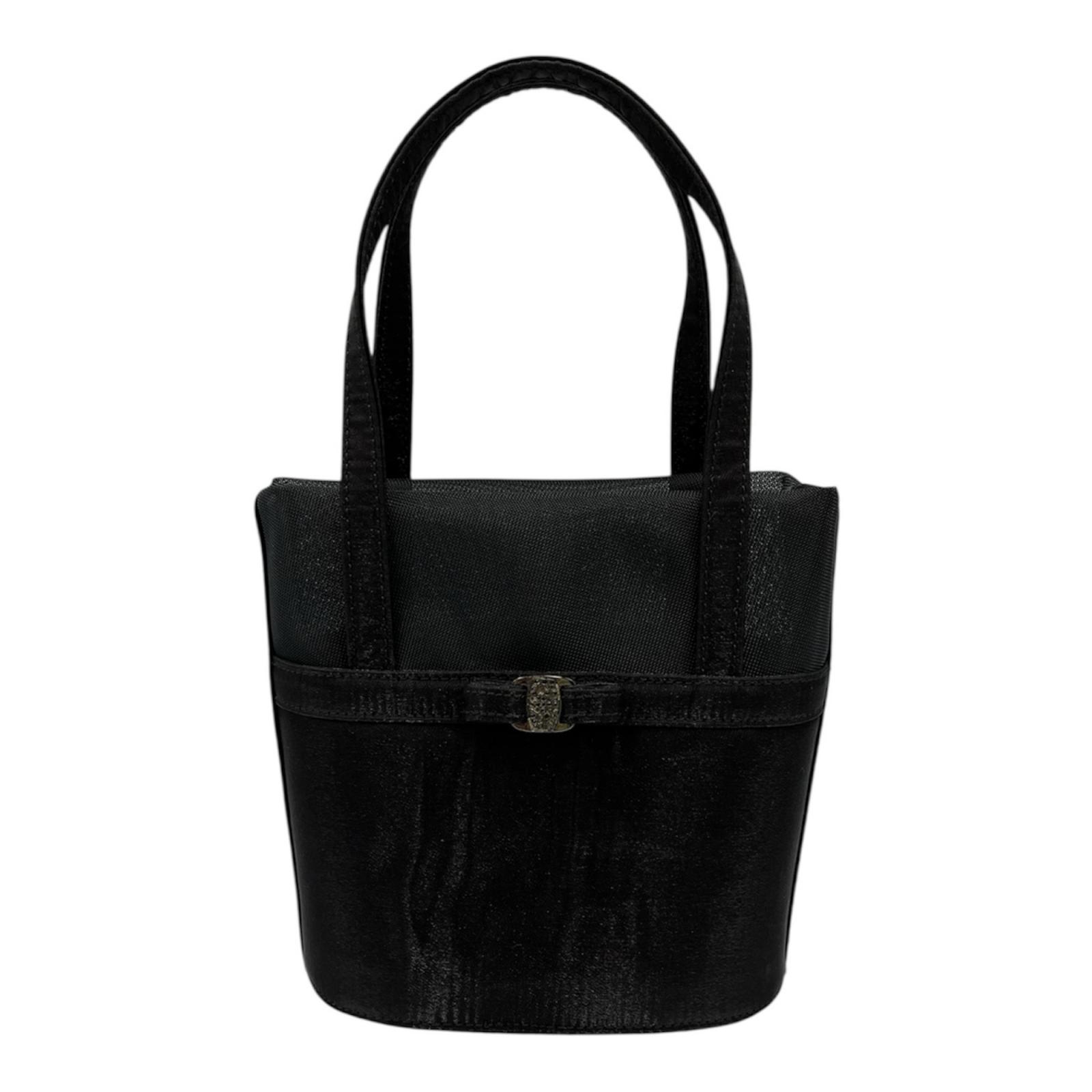 【良品】サルヴァトーレフェラガモ ハンドバッグ ヴァラリボン レザー ブラック 中古・古着通販】Salvatore Ferragamo (サルヴァトーレ フェラガモ