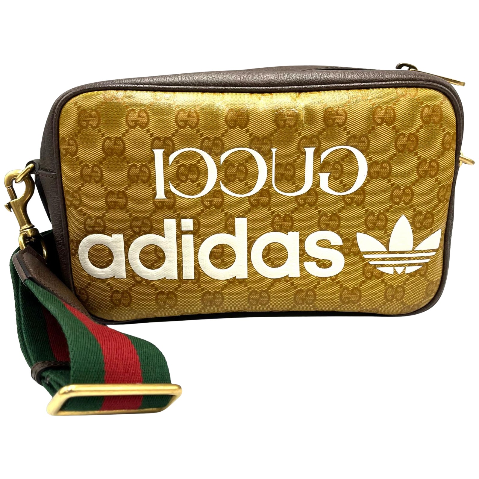 グッチ GUCCI ショルダーバッグ adidas 702427 PVC上塗り帆布 赤銅色 レディース