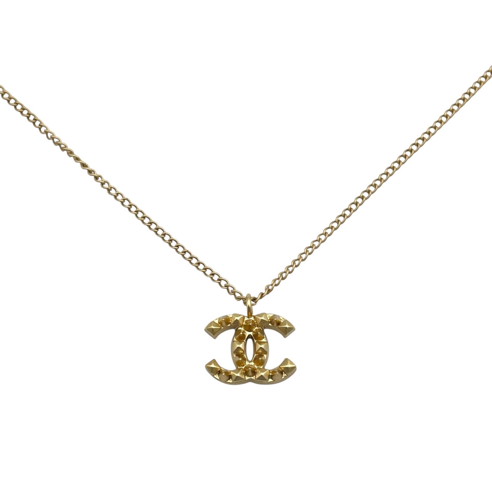 シャネル CHANEL ネックレス ココマーク スタッズ GP ゴールド メンズ 36,400円