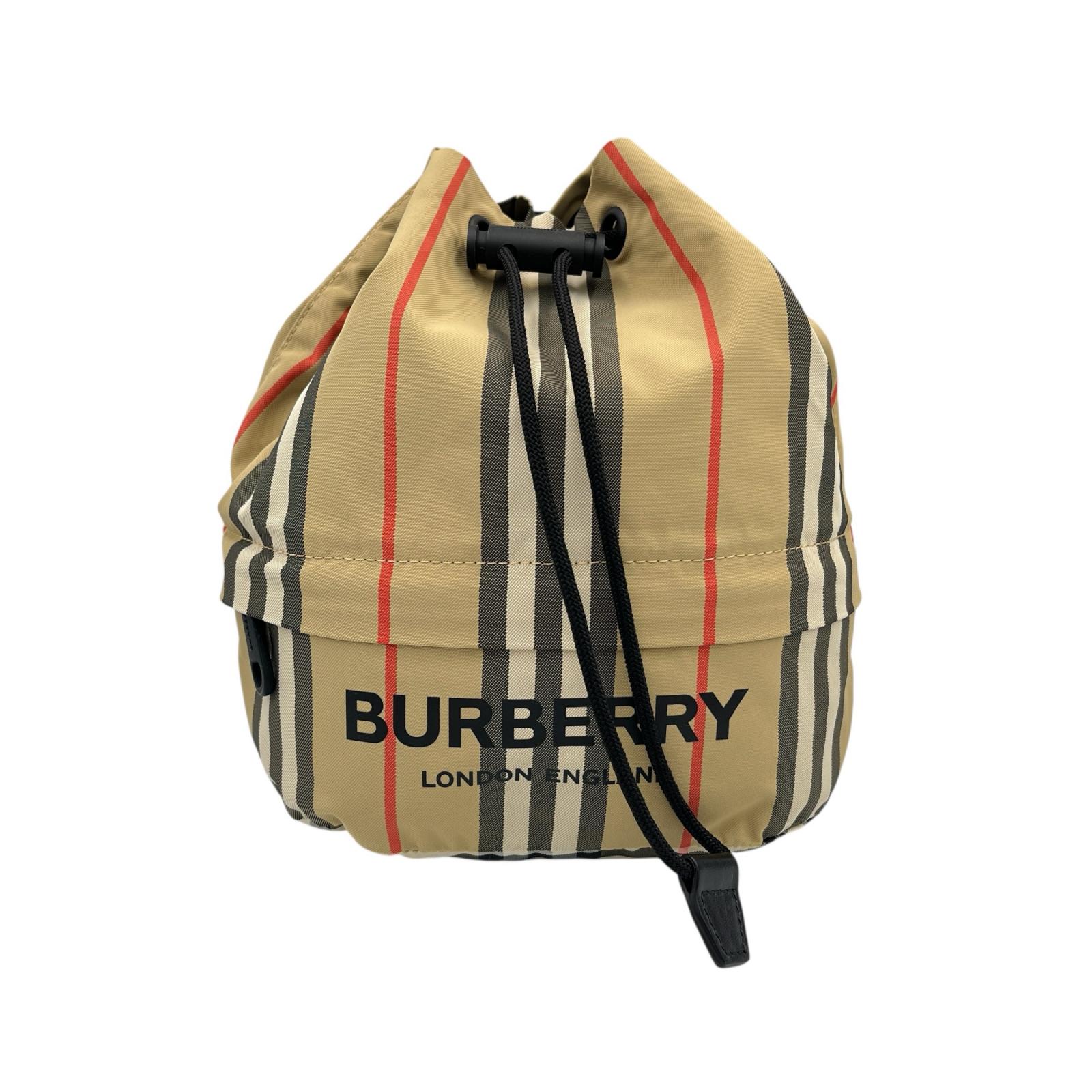 バーバリー BURBERRY ポーチ ドローコードポーチ ナイロン ベージュ系 レディース