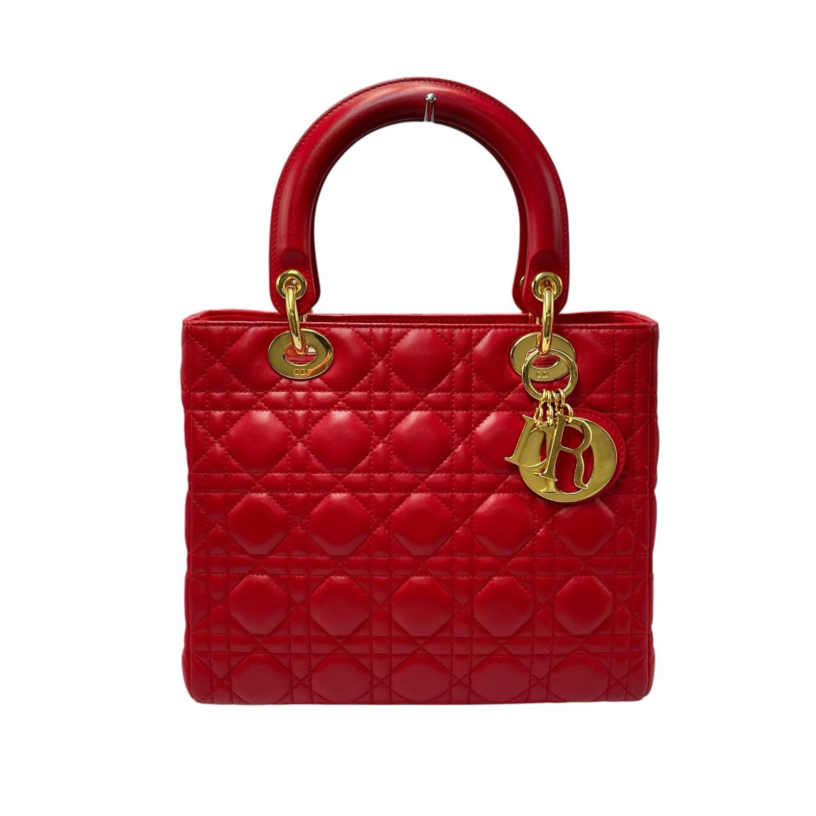 ディオール Christian Dior ハンドバック 2way ショルダーバッグ 子ヒツジ人はだ 赤いこと レディース