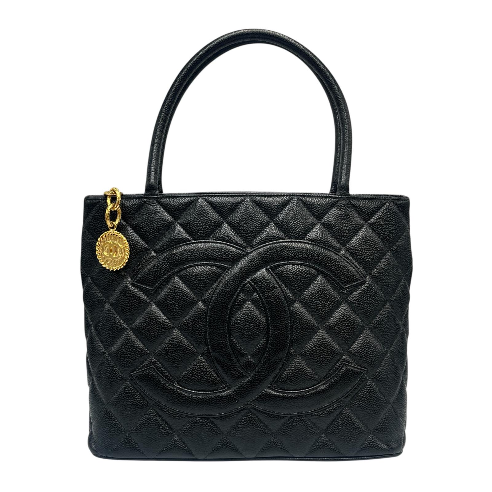 シャネル CHANEL トートバッグ 復刻トート マットキャビアスキン ブラック レディース