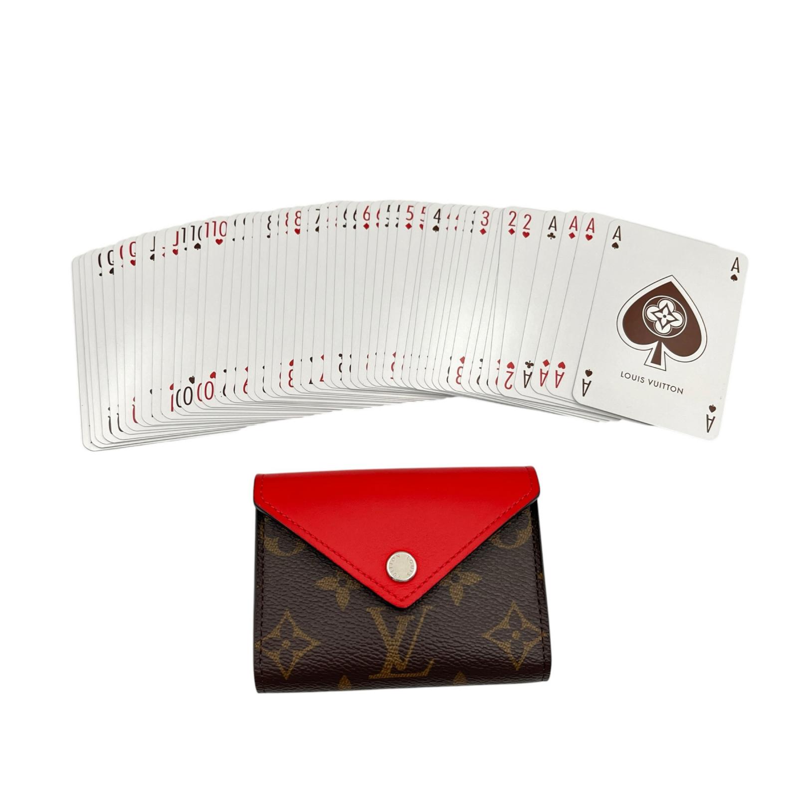 ルイヴィトン LOUIS VUITTON 歌留多容れもの エテュイ・カルト アルセーヌ川 加留多 GI0014 モノグラム帆布 赤いこと レディース